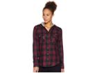 Columbia Collegiate Times Twotm Hooded Long Sleeve Shirt (mn/rich Wine Check) Women's Long Sleeve Button Up