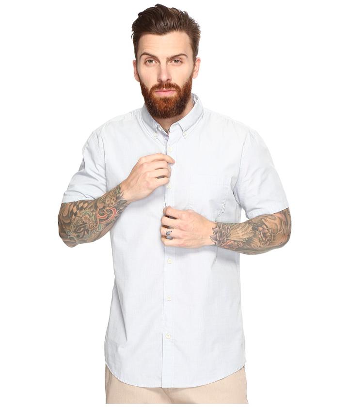 Quiksilver Everyday Wilsden Short Sleeve Woven (stone Blue) Men's Clothing