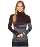 Smartwool Isto Sport Stripe Sweater (bordeaux Heather) Women's Sweater