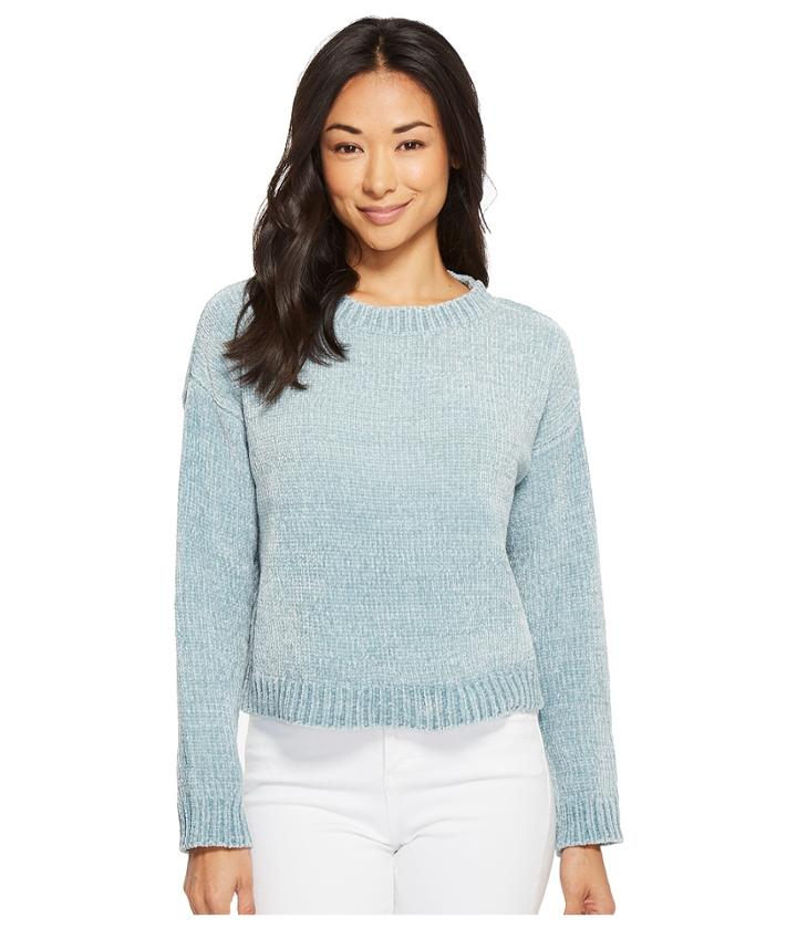 American Rose Allison Chenille Long Sleeve Sweater (blue Mist) Women's Sweater