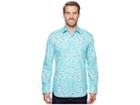 Bugatchi Shaped Fit Speed Boat Woven Shirt (aqua) Men's Long Sleeve Pullover