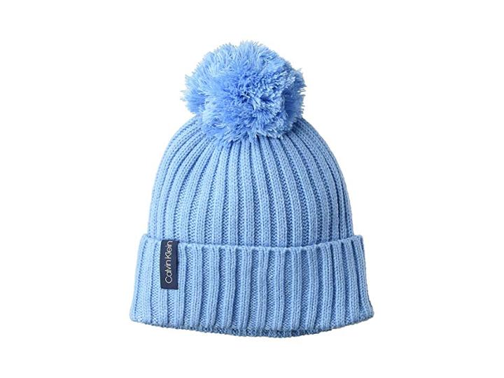 Calvin Klein Basic Rib Pom Hat (faded Blue) Caps
