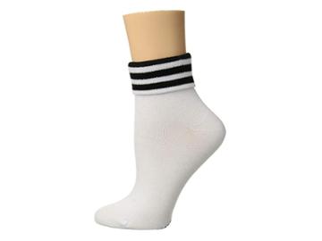 Adidas Originals Originals 3-stripe Fold Ankle Single Quarter Sock (white/black) Women's Quarter Length Socks Shoes