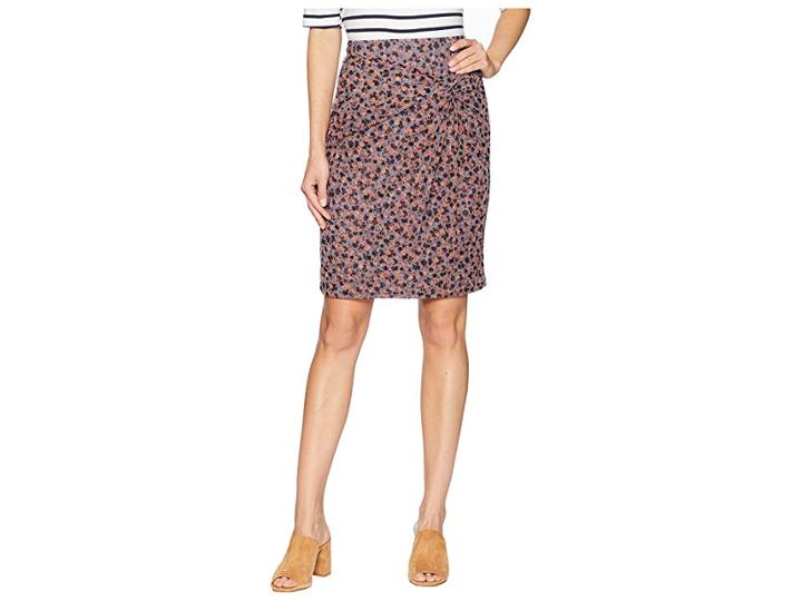 1.state Ditsy Drift Ruched Mini Skirt W/ Knot (iris Shade) Women's Skirt