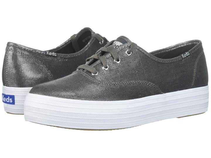 Keds Triple Metallic Linen (gunmetal) Women's Lace Up Casual Shoes