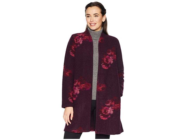 Calvin Klein Printed Boiled Wool Jacket (haze Multi) Women's Coat