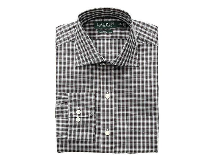 Lauren Ralph Lauren Classic Fit Non Iron Stretch Poplin Dress Shirt (green/red Multi) Men's Long Sleeve Button Up