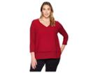 Michael Michael Kors Plus Size Multi Woven Layer Top (maroon) Women's Clothing