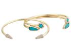 Lauren Ralph Lauren Turquoise And Pave Set Of 3 Cuff Bracelet (gold/turquoise) Bracelet