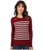 Kensie Cotton Blend Sweater Ks9k5548 (wine Combo) Women's Sweater