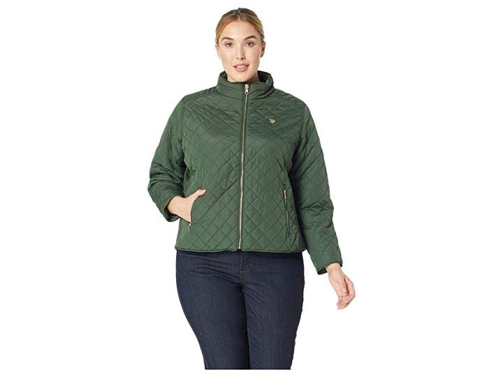 U.s. Polo Assn. Plus Size Moto Jacket (olive) Women's Coat