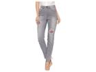 Fdj French Dressing Jeans Sterling Roses Embroidered Olivia Slim Leg (silver) Women's Jeans