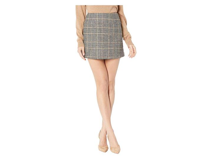 Astr The Label Raye Skirt (black/mustard Plaid) Women's Skirt