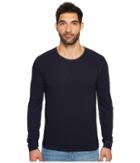 7 For All Mankind Long Sleeve Raw Crew Neck Tee (washed Navy) Men's T Shirt