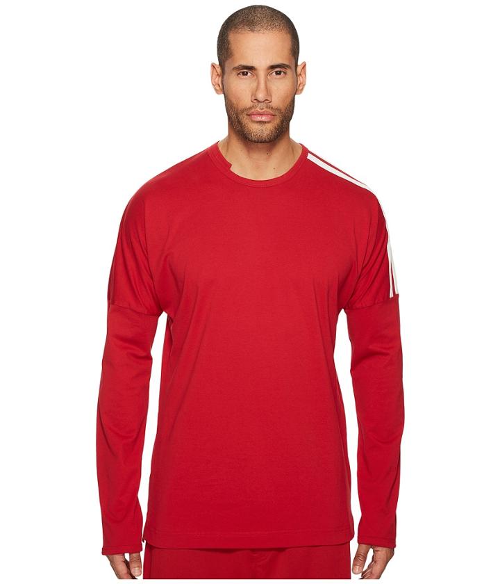 Adidas Y-3 By Yohji Yamamoto 3 Stripes Long Sleeve T-shirt (chili Pepper/core White) Men's T Shirt