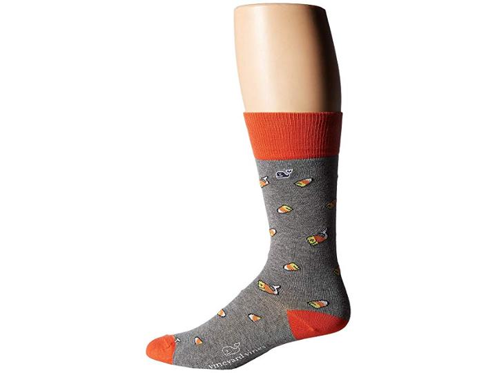 Vineyard Vines Candy Corn Whale Socks (gray Heather) Men's Crew Cut Socks Shoes