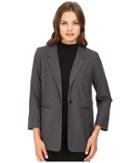 Kensie Heather Stretch Crepe Longer Blazer Ks8k2s45 (heather Dark Grey) Women's Jacket