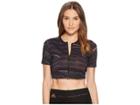 Adidas By Stella Mccartney Training Crop Tee Cw0128 (black/night Steel/burnt Rose) Women's T Shirt