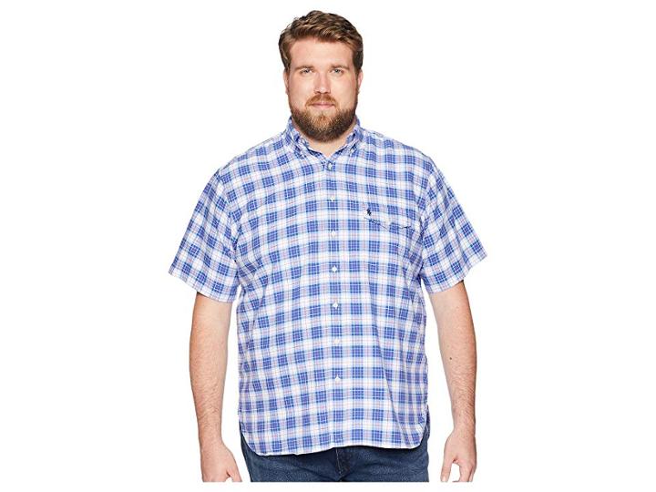 Polo Ralph Lauren Big Tall Oxford Button Down Sport Shirt (blue/salmon Multi) Men's Clothing