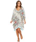 Vince Camuto Wildflower V-neck Caftan Cover-up (white Multi) Women's Swimwear