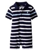 Ralph Lauren Baby Cotton Mesh Polo Shortalls (infant) (newport Navy Multi) Boy's Overalls One Piece