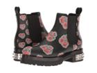 Alexander Mcqueen Poppy Printed Chelsea Boot (black Enamel) Women's Dress Flat Shoes