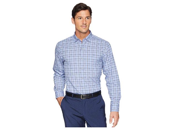 Tommy Bahama Caturra Check Shirt (blue Jean) Men's Long Sleeve Button Up