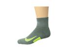 Nike Elite Cushion Quarter Running Socks (clay Green/volt/volt) Quarter Length Socks Shoes