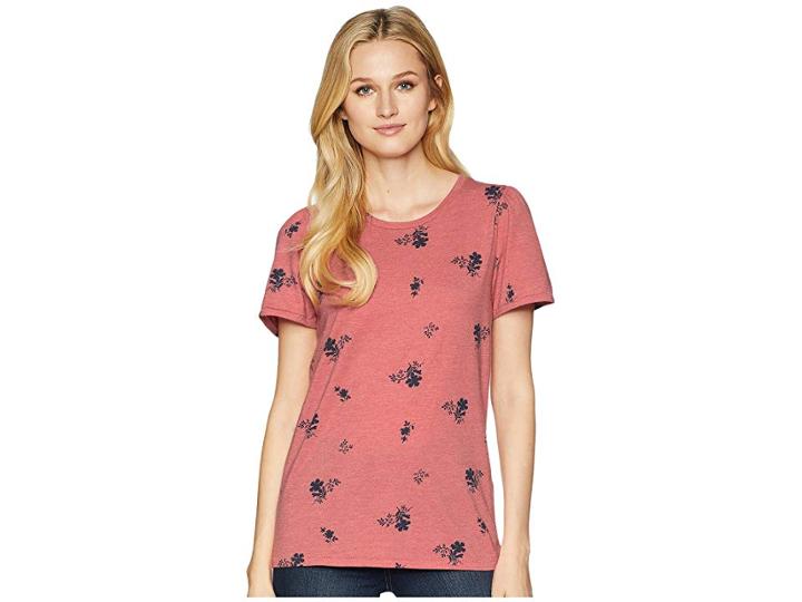 Lucky Brand All Over Floral Print Tee (pink Multi) Women's T Shirt