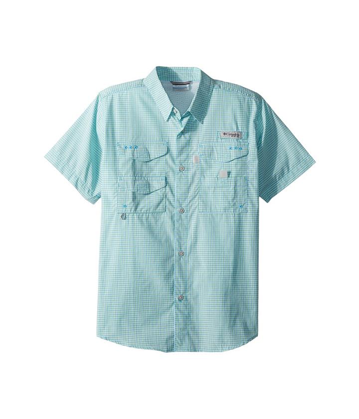 Columbia Kids Super Boneheadtm S/s Shirt (little Kids/big Kids) (riptide Mini Plaid) Boy's Short Sleeve Button Up