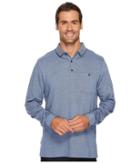 Bugatchi Long Sleeve Three-button Polo Collar Fancy Knit W/ Cuff Pocket (steel) Men's Clothing