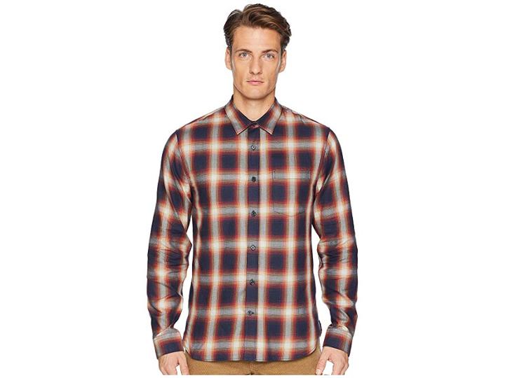 Vince Ombre Shadow Plaid Long Sleeve (coastal) Men's Clothing