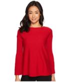 Vince Camuto Specialty Size Petite Ribbed Bell Sleeve Sweater (true Crimson) Women's Sweater