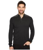 Perry Ellis Color Block Quarter Zip Sweater (black Heather) Men's Sweater