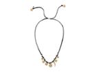 Rebecca Minkoff Etched Charm Pulley Necklace (black/gold) Necklace