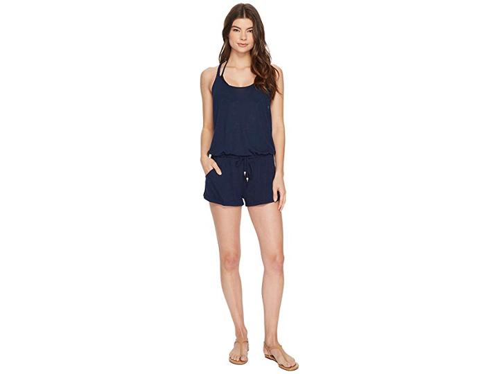 Becca By Rebecca Virtue Breezy Basics Romper Cover-up (indigo) Women's Jumpsuit & Rompers One Piece