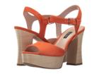 Nine West Wilmarie Platform Heel Sandal (orange Suede) Women's Shoes