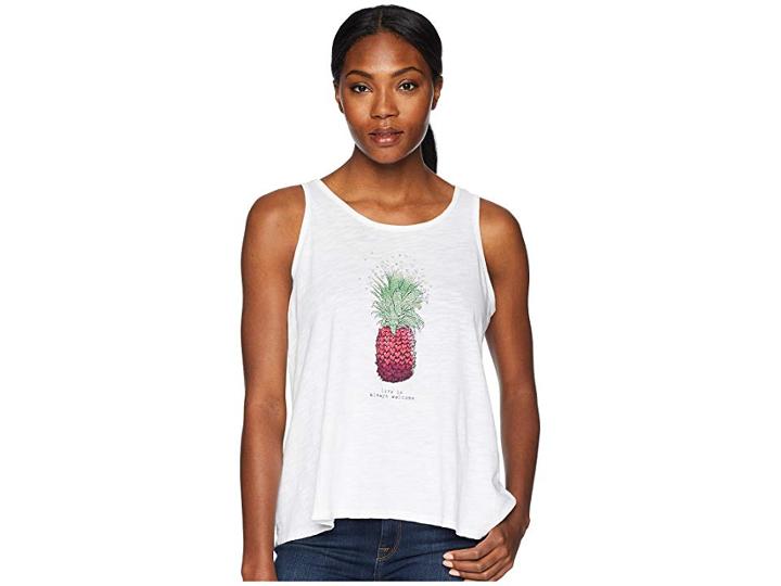 Life Is Good Pineapple Love Breezy Tank Tee (cloud White) Women's Sleeveless