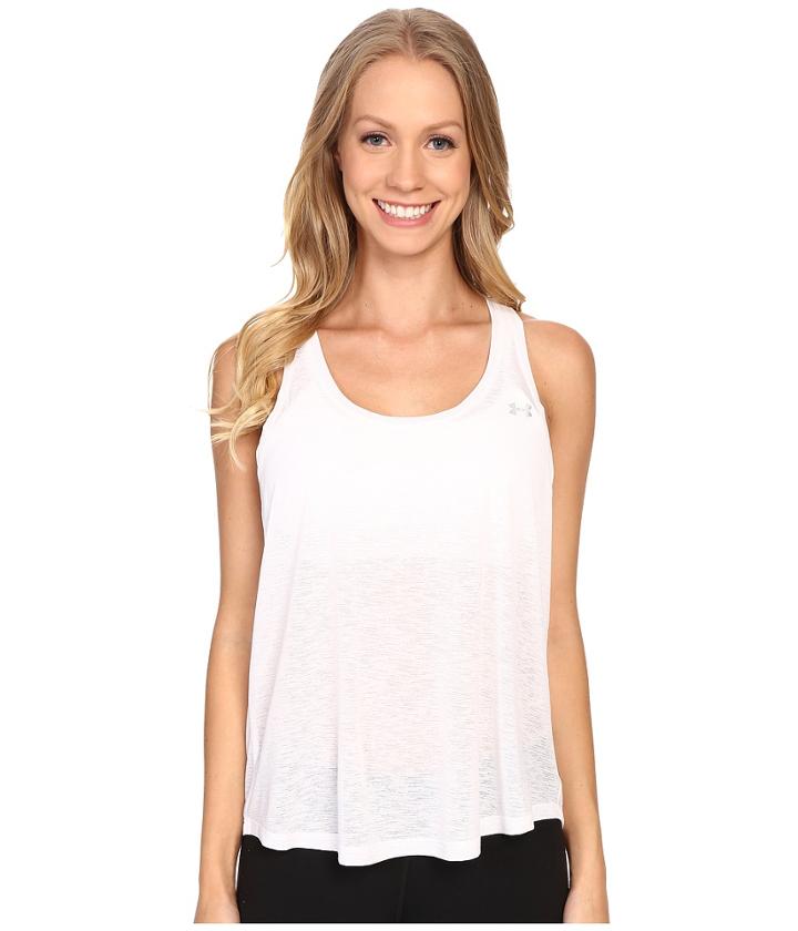 Under Armour Ua Tech Slub Flowy Tank Top (white/metallic Silver) Women's Sleeveless