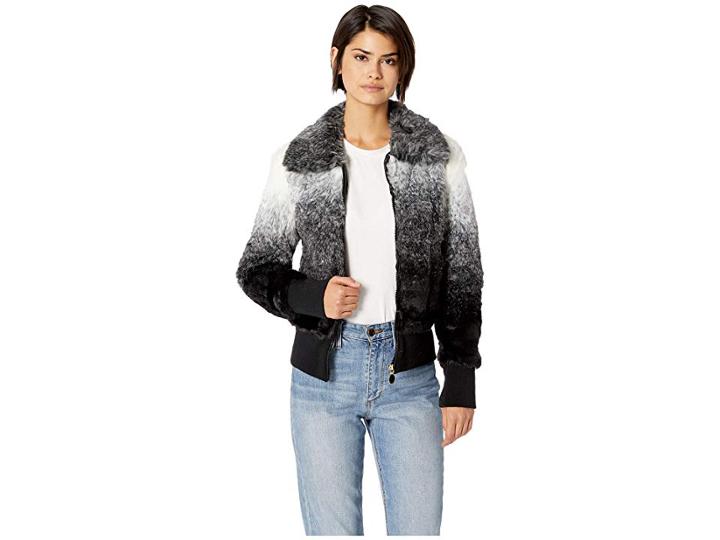 Sam Edelman Faux Fur Bomber Jacket (grey Ombre) Women's Coat