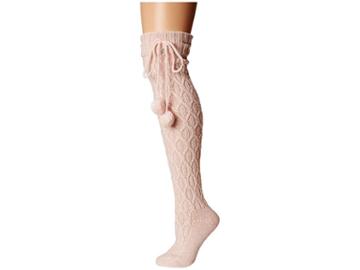 Ugg Sparkle Cable Knit Socks (seashell Pink) Women's Thigh High Socks Shoes
