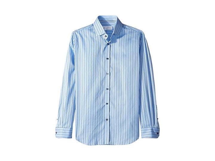 Robert Graham Abel Stripe Long Sleeve Dress Shirt (blue) Men's Long Sleeve Button Up