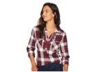 Tribal Long Sleeve Shirt With Lace Applique (zinfandel) Women's Long Sleeve Pullover