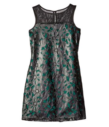 Us Angels Pleather Lace Sleeveless Illusion A-line Dress (big Kids) (forest) Girl's Dress
