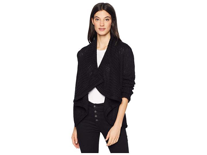 Bb Dakota Just Got Back Drape Front Sweater (black) Women's Sweater