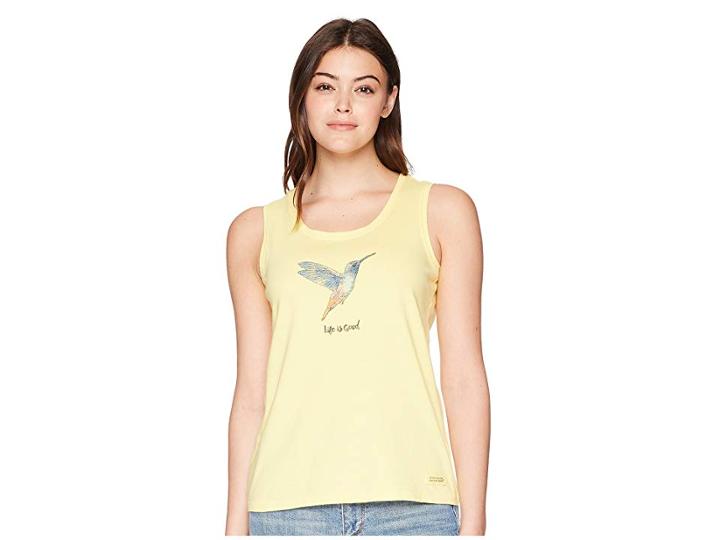 Life Is Good Beautiful Hummingbird Sleeveless Crusher Tee (happy Yellow) Women's Sleeveless