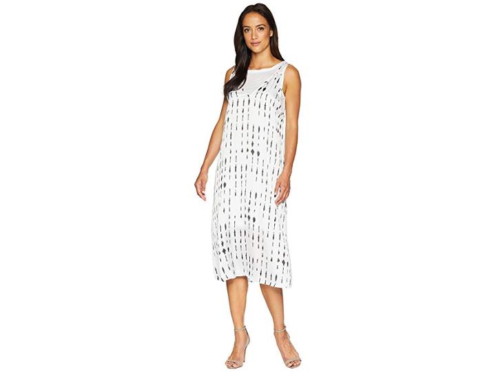 Kenneth Cole New York 2 Layered Tank Dress (inkwell/white Combo) Women's Dress