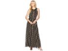 Calvin Klein Sleeveless Maxi W/ Tie Waist (tango/black Multi) Women's Dress
