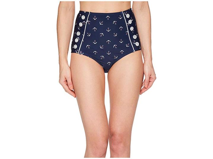 Unique Vintage Phillipa Swim Bottom (navy Anchor Print) Women's Swimwear