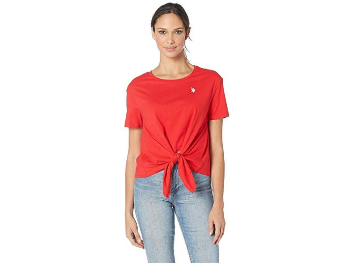 U.s. Polo Assn. Solid Knit Tie Top (raging Red) Women's T Shirt